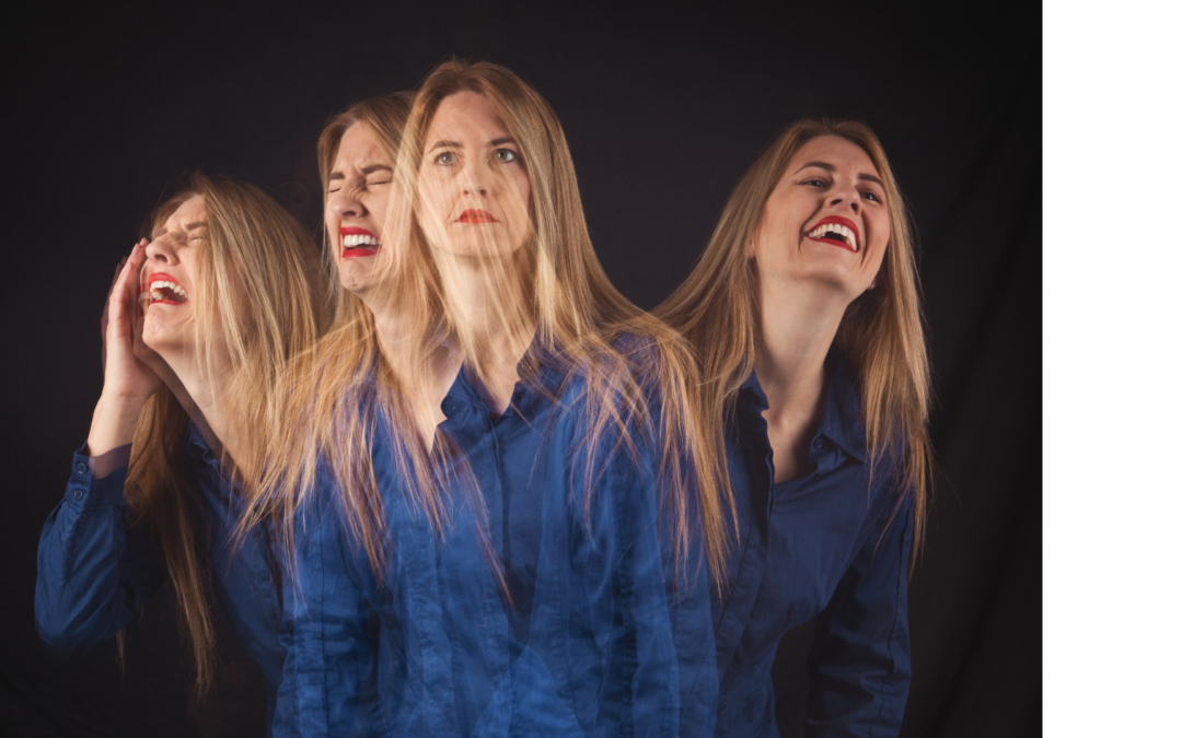 Woman expressing multiple emotions